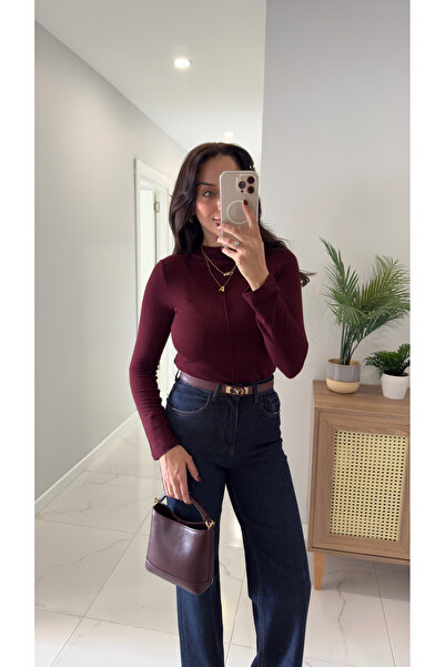 BİRCANÇİL Dlvin Honda Bordo High Neck Sweater