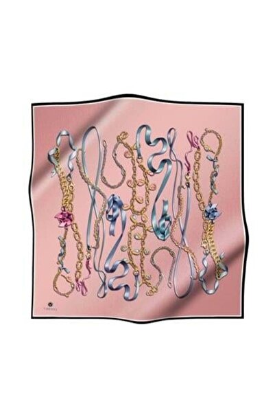 Vissona Μεταξωτό μαντήλι Tivil 17558 - 7 - 0019 Μοτίβο με αλυσίδα σε πούδρα