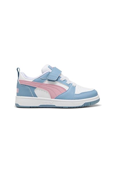 Puma Rebound V6 Lo Ac+ Ps White-Blue Kids Sneaker