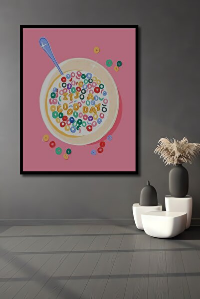 Teona Ahşap Tablou decorativ din lemn dreptunghiular cu aspect de rame colorate din cereale lactate