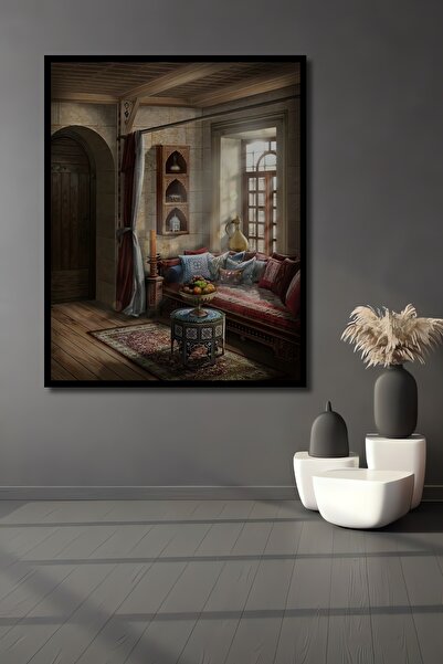 Teona Ahşap Tablou decorativ din lemn, dreptunghiular, cu aspect de cadru de joacă cu lumină, pentru cameră otomană