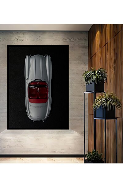 Teona Ahşap Tablă decorativă din lemn dreptunghiulară cu aspect de cadru de mașină clasică cu vedere de sus