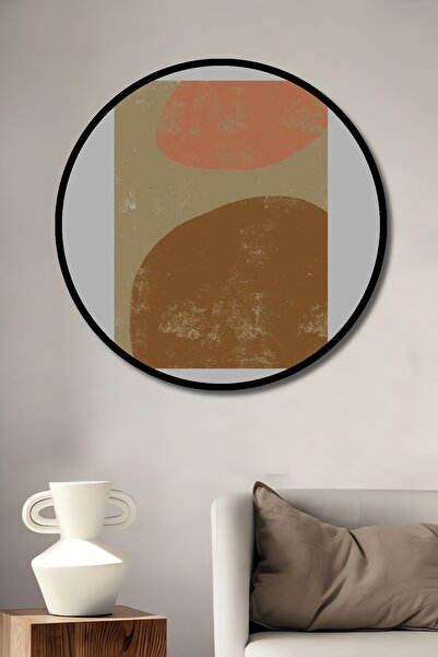 Teona Ahşap Tablou decorativ cu aspect de cadru rotund din lemn, artă abstractă, frig