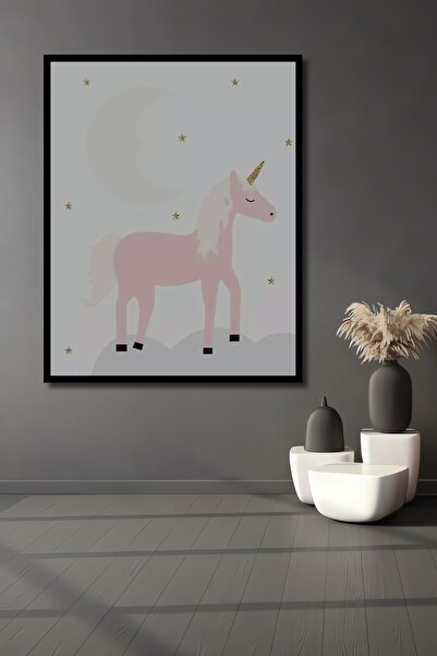 Teona Ahşap Tablou decorativ din lemn dreptunghiular Roz Visul Unicornului Aspect cadru