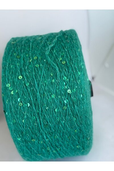 Pİ Yarn İri pullu zümrüt yeşili moher ip