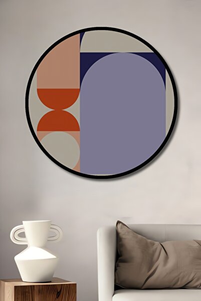 Teona Ahşap Tablou decorativ cu aspect de cadru rotund din lemn, artă geometr...