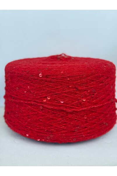 Pİ Yarn İri pullu kırmızı moher ip