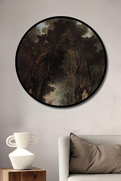 Teona Ahşap Декоративна дървена кръгла рамка с картина „Горска пътека“ Скулптори