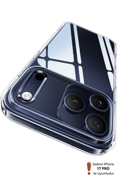 Evax (2mm Şeffaf) iPhone 17 Pro Uyumlu Kamera ve Ekran Yükseltili 2mm Şeffaf ...