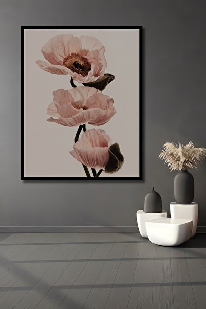 Teona Ahşap Декоративна дървена правоъгълна рамка за снимки с розови макови ц...