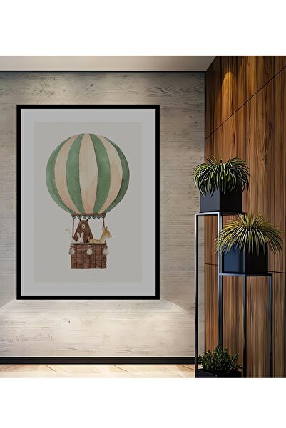 Teona Ahşap Tablou decorativ din lemn dreptunghiular cu animale cu baloane, aspect cadru de zbor