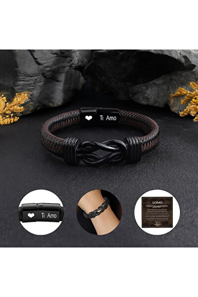 ALL PAPICKS - Men's Bracelet - Gift for Him - Brown Braided Leather Bracelet with Infinity Symbol