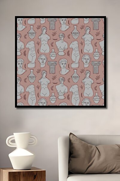 Teona Ahşap Tablou decorativ din lemn dreptunghiular cu aspect de cadru cu model de sculpturi clasice