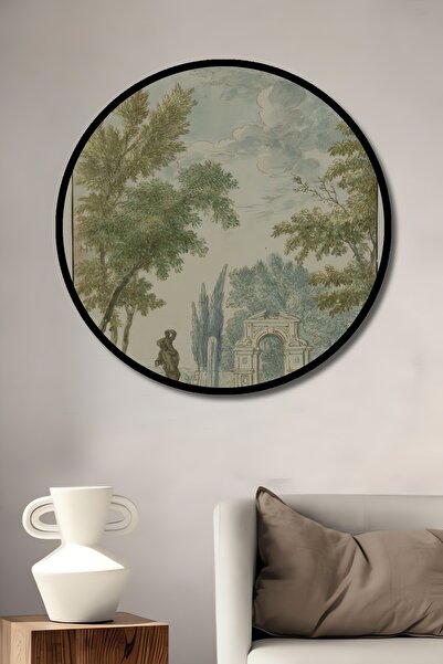 Teona Ahşap Sculptură și fântână cu aspect decorativ de tablou cu cadru rotun...