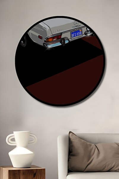 Teona Ahşap Tablou decorativ cu aspect de cadru rotund din lemn, vedere din s...