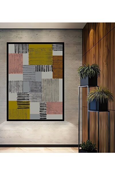 Teona Ahşap Tablou decorativ din lemn dreptunghiular, linii colorate, aspect ...