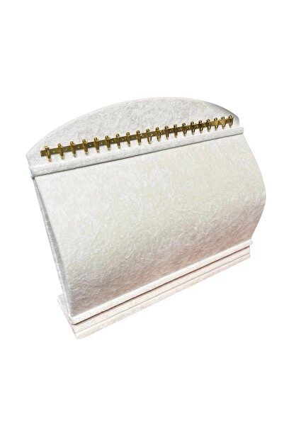 MeGass Dekor Curved Suede Fabric Cream Color 20/24 cm Footed Hooked Bracelet Display Stand