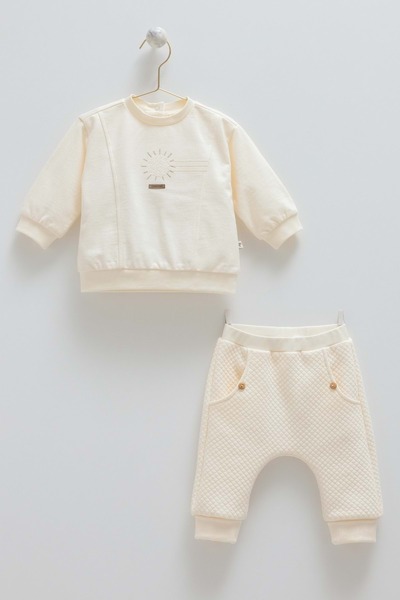 Caramell Good Vibes Embroidered Top and Bottom Set Ecru