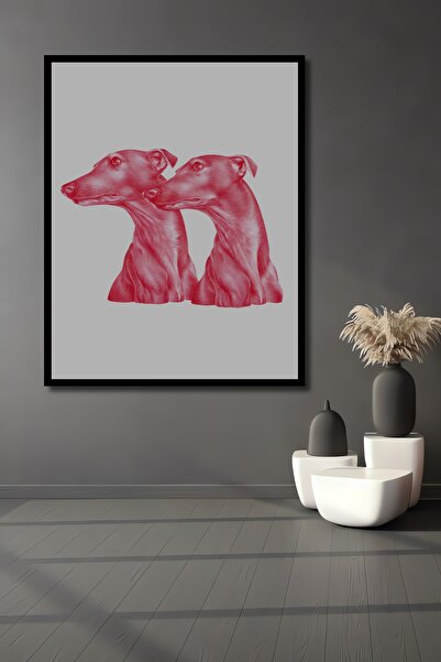 Teona Ahşap Tablou decorativ din lemn dreptunghiular Câini într-o lume de vis Aspect de cadru