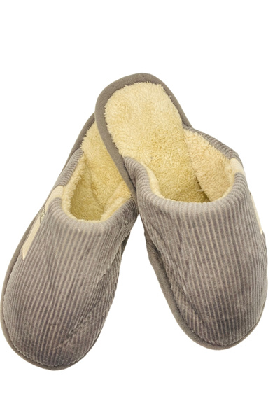 CRACOS Warm slippers for men, gray, size 44-45, fur lined, 29 centimeters