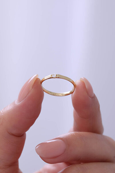 YAVUZ KUYUMCULUK 14 Ayar Altın Tektaş Düz Alyans