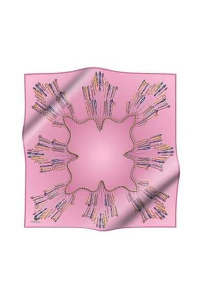 Vissona Μεταξωτό μαντήλι Tivil 61009 - 6 - 0019 Μοτίβο ροζ αλυσίδας