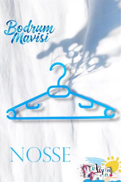 nossey Nosse Kokusuz Kalın 12 Adet Mavi Plastik Elbise Kıyafet Askısı Kaydırm...