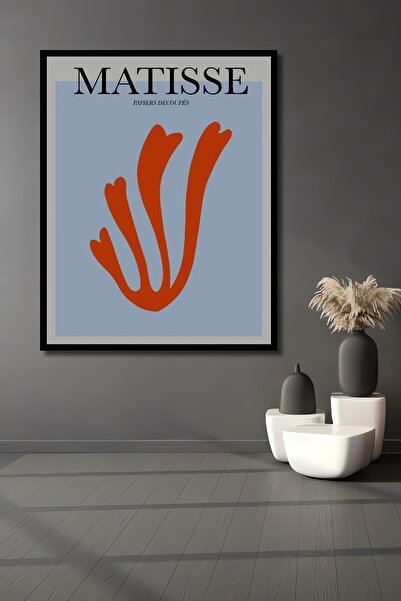 Teona Ahşap Tablou decorativ din lemn dreptunghiular Matisse cu forme roșii a...