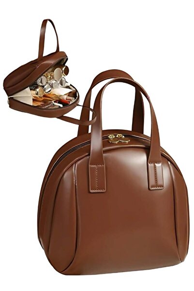 TRENZ حقيبة مكياج جلدية كبيرة تحتوي على أقسام متعددة لسهولة الوصول إلى منتجاتك - Z12