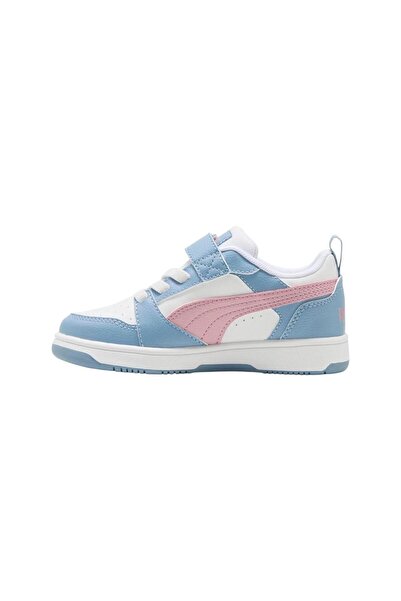 Puma Rebound V6 Lo Ac+ Ps White-Blue Kids Sneaker