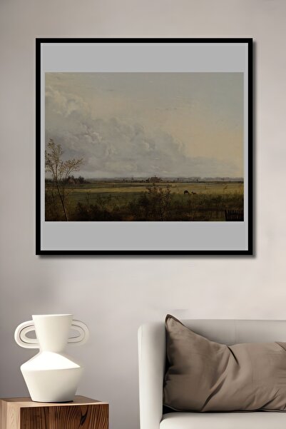 Teona Ahşap Tablou decorativ din lemn dreptunghiular, cu aspect de pătrate mari, cadru de peisaj