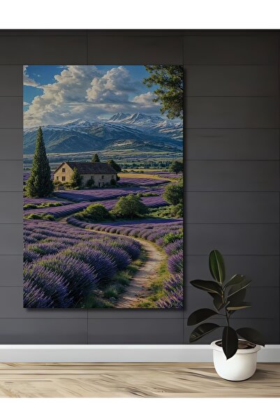 Teona Ahşap Pictură decorativă pe perete din lemn MDF, cu vedere la grădină cu lavandă, dreptunghiulară, pentru casă, loc de muncă