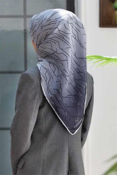 Vissona Μεταξωτό μαντήλι Tivil 6246 - 18 - 0027 Ασημί μοτίβο με γραμμές