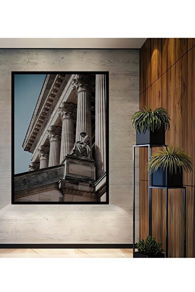 Teona Ahşap Tablă decorativă din lemn dreptunghiulară cu aspect de cadru de stâlpi de templu antic