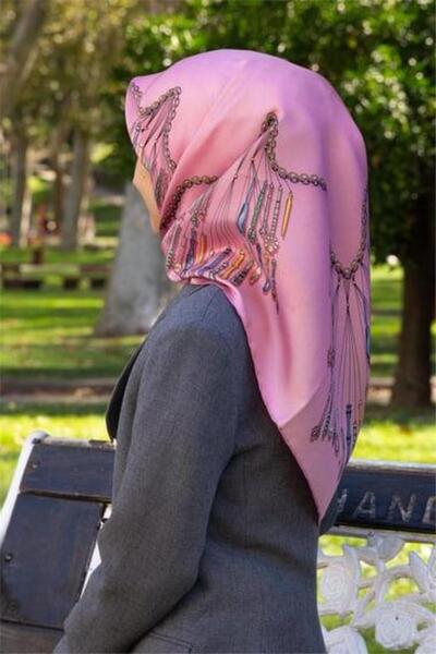 Vissona Μεταξωτό μαντήλι Tivil 61009 - 6 - 0019 Μοτίβο ροζ αλυσίδας