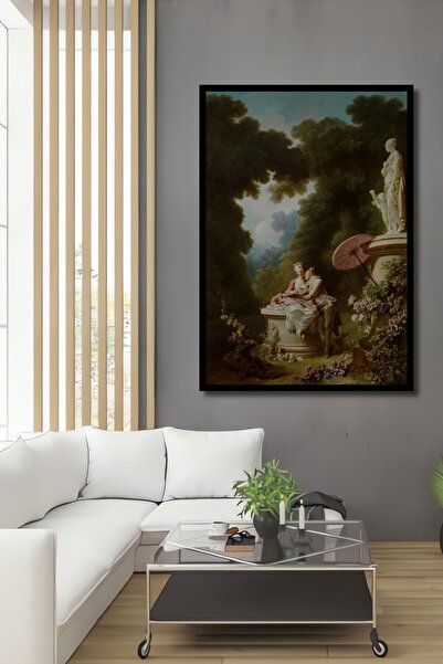 Teona Ahşap Tablou decorativ din lemn dreptunghiular cu aspect de cadru de întâlnire romantică în grădină