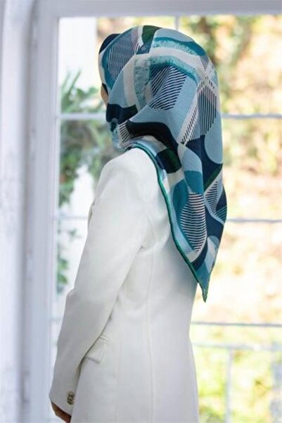 Vissona Μεταξωτό μαντήλι Tivil 51918 - 8 - 0033 - 0041 Μοτίβο με γραμμές τιρκουάζ