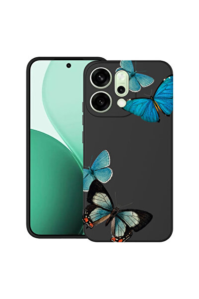bestcase Carcasă ultra subțire TPU pentru Oppo Reno14 5G, fluturi albaștri fr...