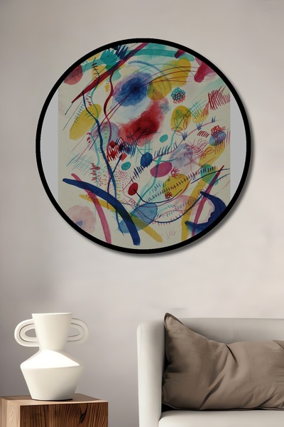 Teona Ahşap Tablou decorativ cu aspect de cadru rotund din lemn, compoziție a...