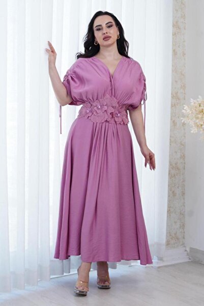 Opera Fashion Soft pink dress with 3D roses at the waist