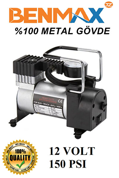 NESU Araba Oto Araç Lastik Şişirme Pompası 150 Psi Metal Gövde Çakmaklık Giri...