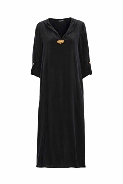 MISS DALIDA Kapişon Detaylı Cupro Siyah Takım