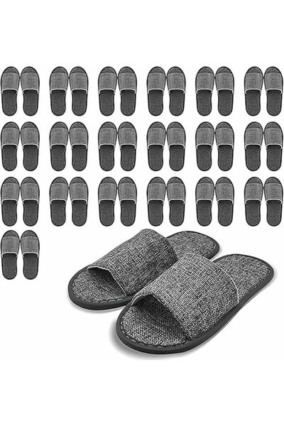 Arabest 20 Pairs of Disposable Slippers, Gray Open Toe Slippers, Non-Slip , for Travel, Home, Party, Guests