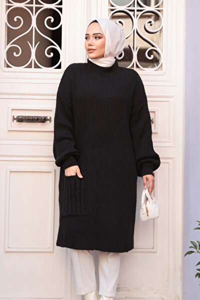 N.S NEVA STYLE Tunica pulover din tricot hijab negru 27501S