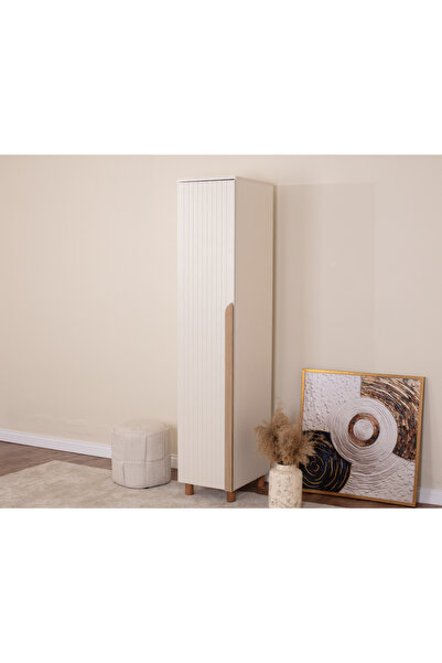 DONACO İtra 1 Kapaklı Gardırop – Krem Gövde, Krem Lake Boya Kapak