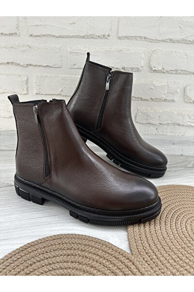 Cyber Genuine Leather Guaranteed Double Zipper Men's Boots Water and Cold Resistant Sewn Rubber Anti-Slip Soles