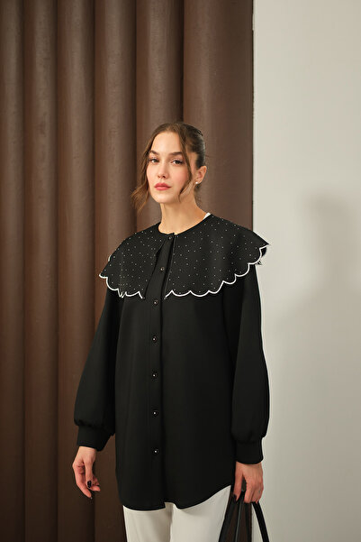 LOCCO Women's Stoned Collar Tunic Black