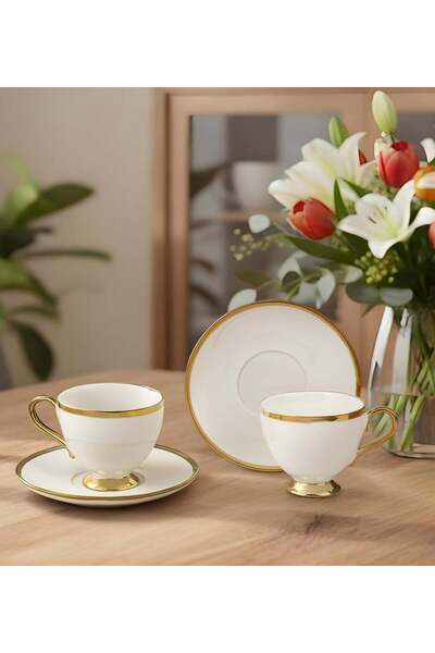Trendmiya 2'li Gold Detay Porselen Fincan Takımı
