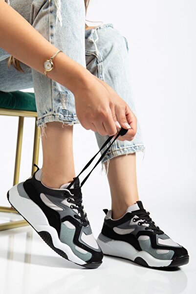 Budi Sp-172-2 Black Gray Lace-Up Women's Sports Shoes