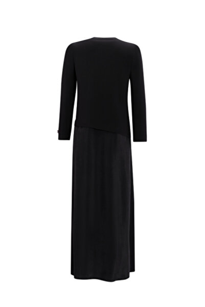 MISS DALIDA Asimetrik Kesim Cupro Triko Siyah Elbise